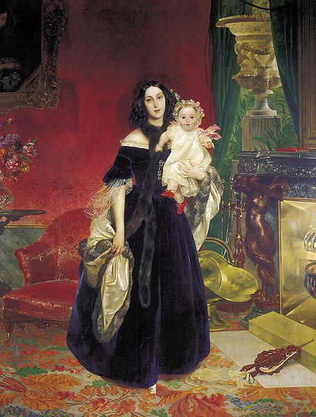 Karl Briullov Portrait of Mariya Arkadyevna Bek with her Daughter Sweden oil painting art